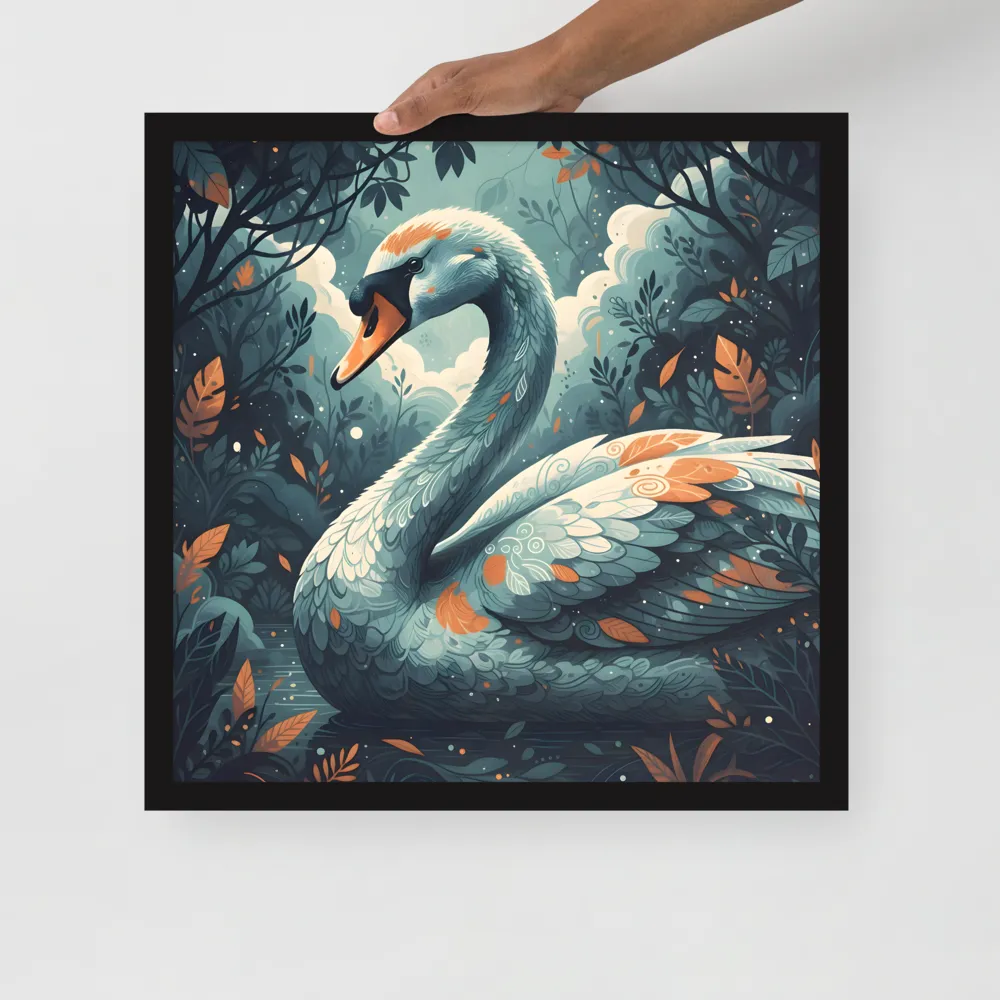 Grove Swan 
 Poster with Black Frame | 18″x 18″