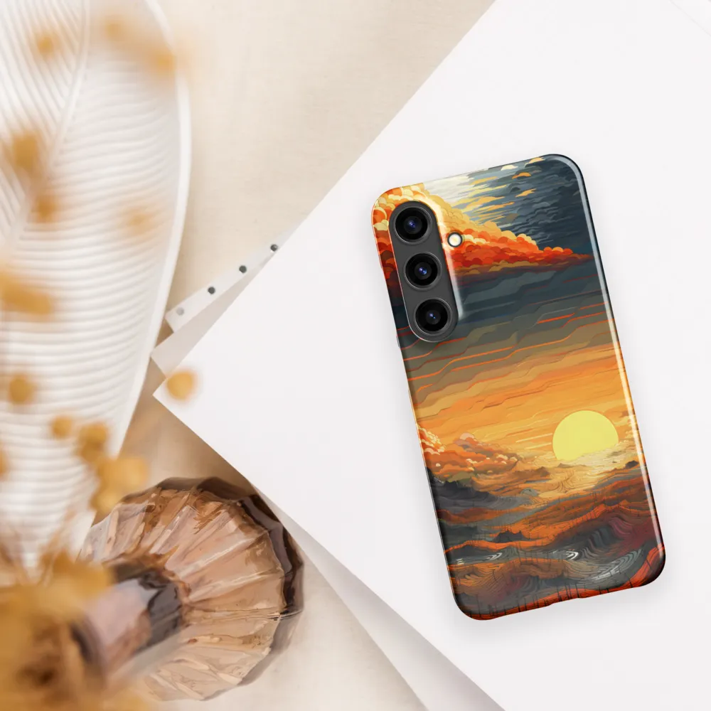 Ethereal Sunset: A Serene Landscape in Flowing Forms