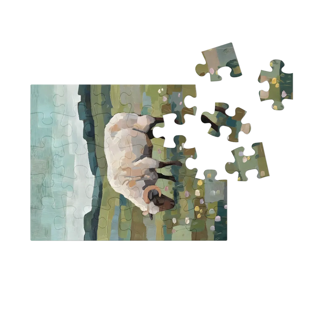 Grazing Sheep 
 Jigsaw Puzzle in Tin Box