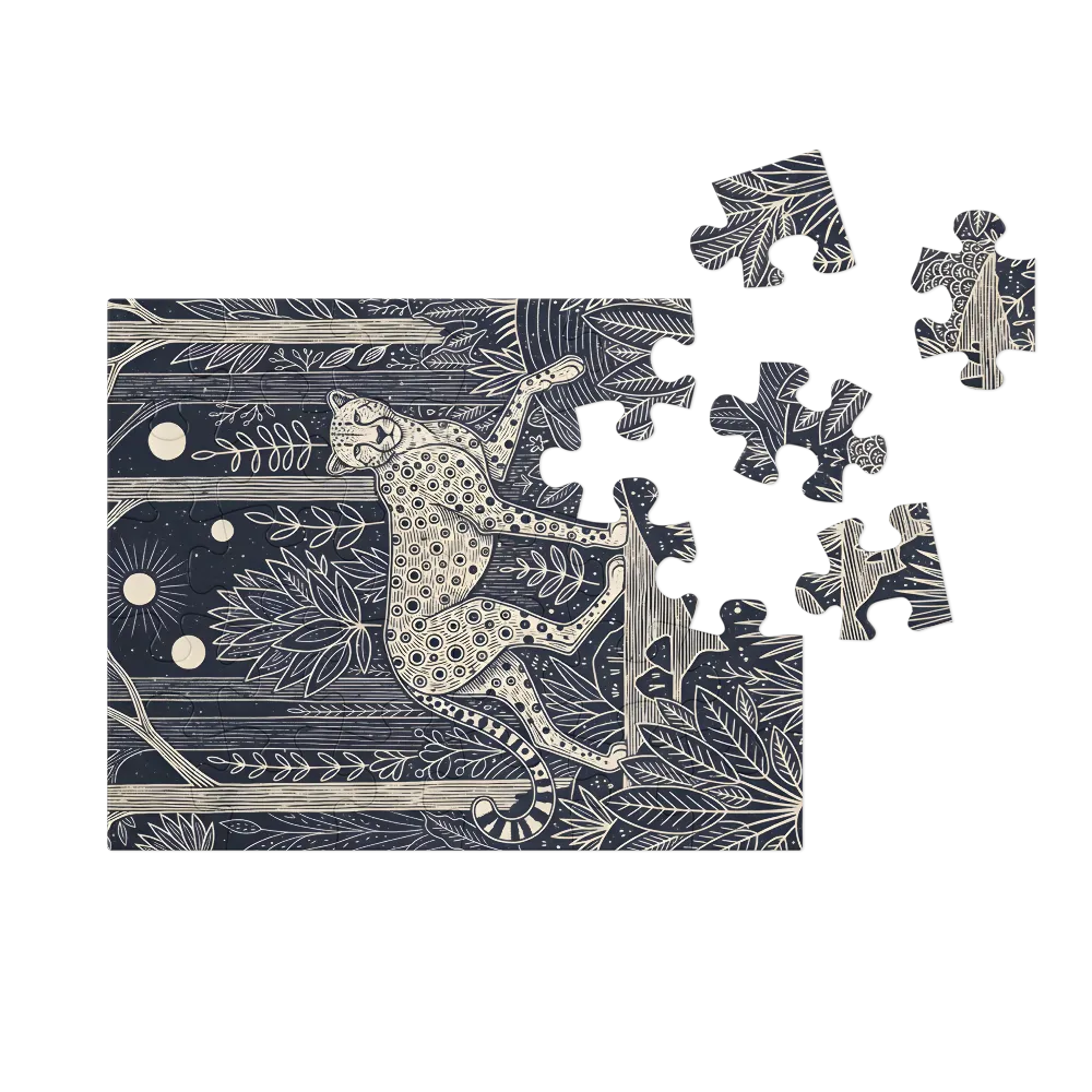 Moonlit Forest Leopard 
 Jigsaw Puzzle in Tin Box