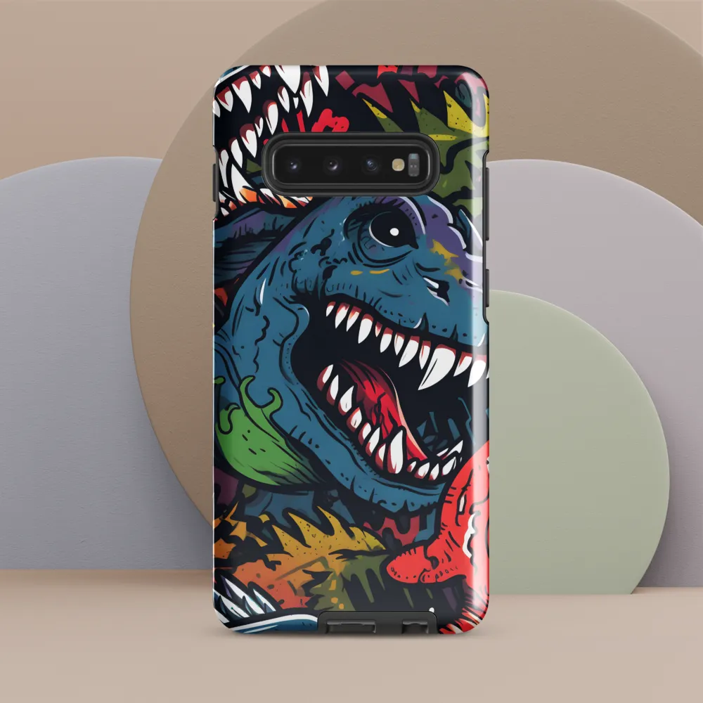 Dino Mania: A Colorful Frenzy | Phone Case |  S10 Plus | Tough Case | Glossy