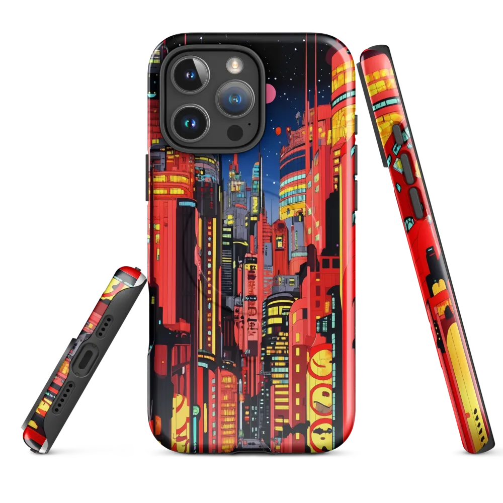 Neon Dreams: A Cyberpunk Cityscape | Phone Case |  16 Pro Max | MagSafe® Tough Case | Glossy