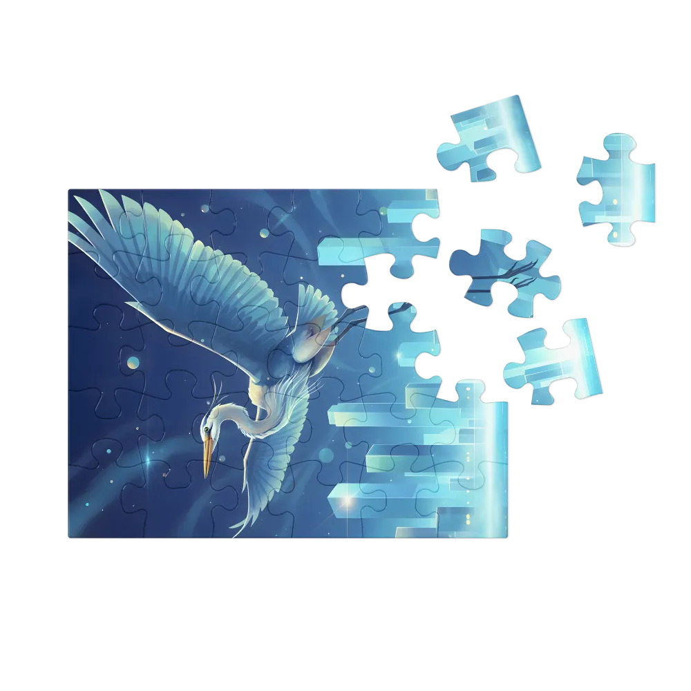 Luminous Heron 
 Jigsaw Puzzle in Tin Box