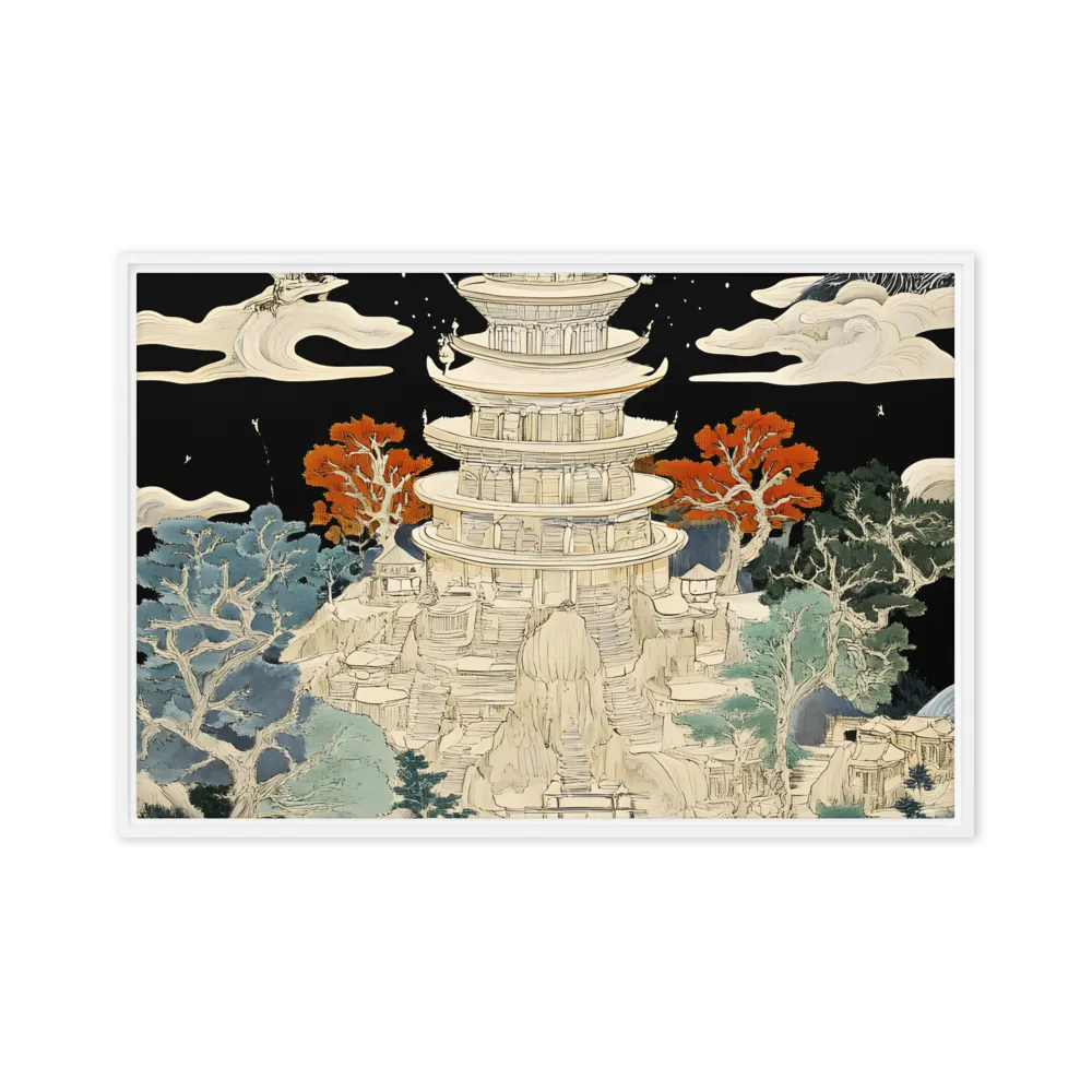 Whispers of the Pagoda | Canvas with White Frame | 20″×30″