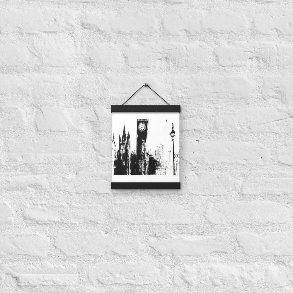 Clock Tower in Motion | Poster With Black Wood Hanger | 8″×10″