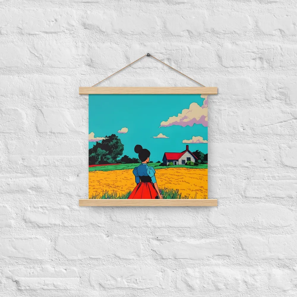 Whispers of a Sunlit Meadow | Poster With Oak Wood Hanger | 14″×14″