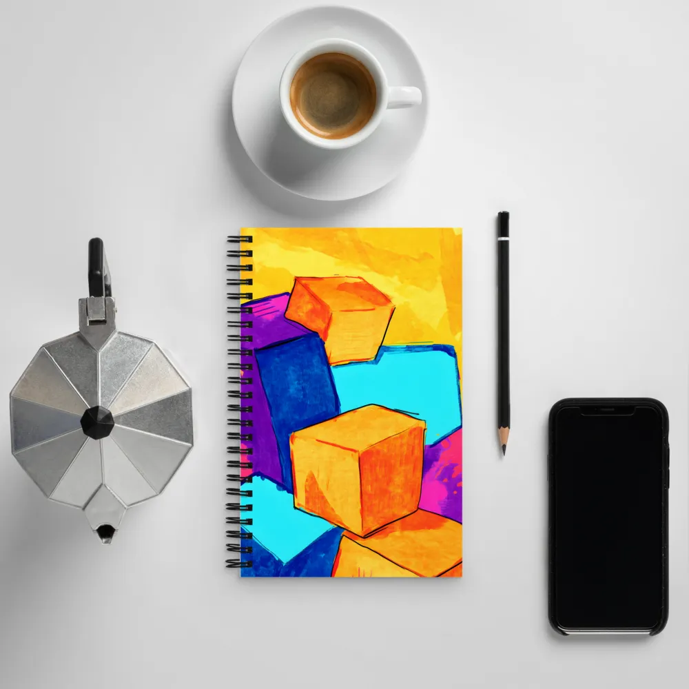 Playful Cubes in Vibrant Harmony | Spiral Notebook