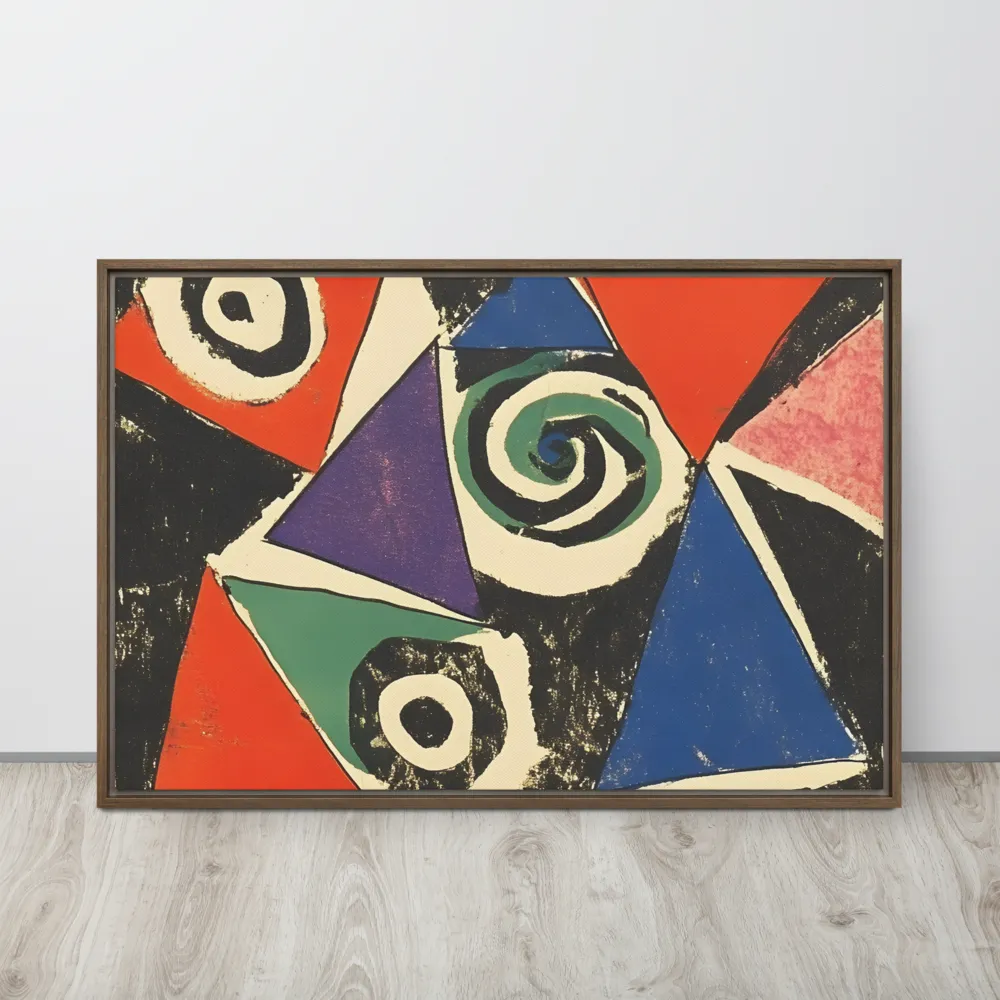 Dynamic Geometric Abstraction | Canvas with Brown Frame | 24″×36″