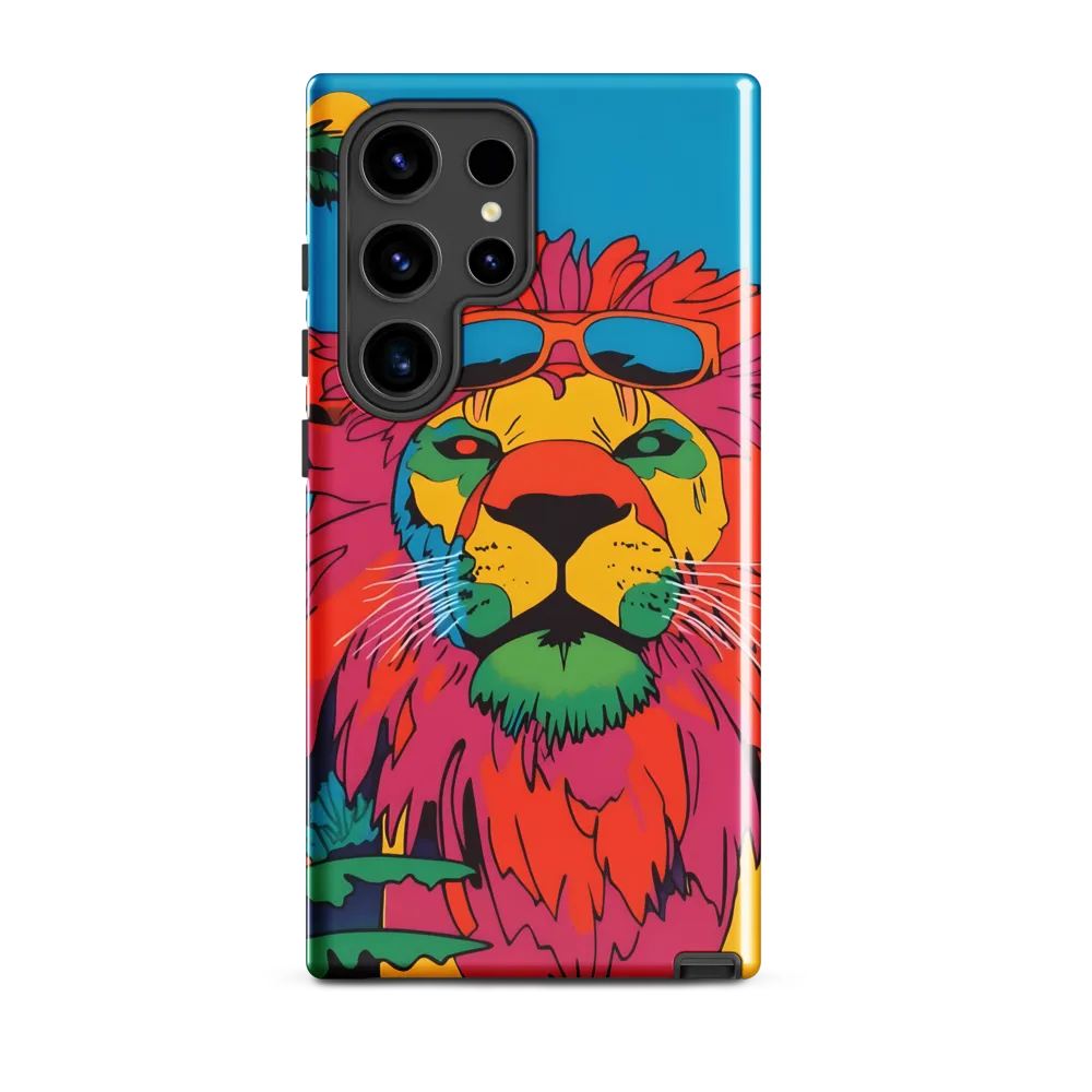Lion with Sunglasses: A Vibrant Tropical Portrait