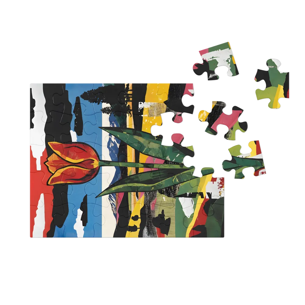 Tulip Over Valley 
 Jigsaw Puzzle in Tin Box