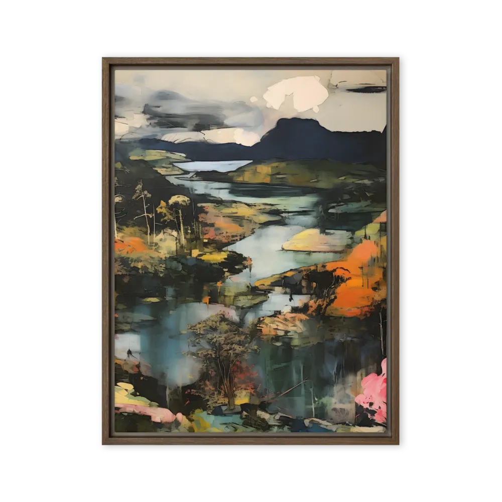 Harmony of Nature: An Abstract Journey | Canvas with Brown Frame | 24″×32″