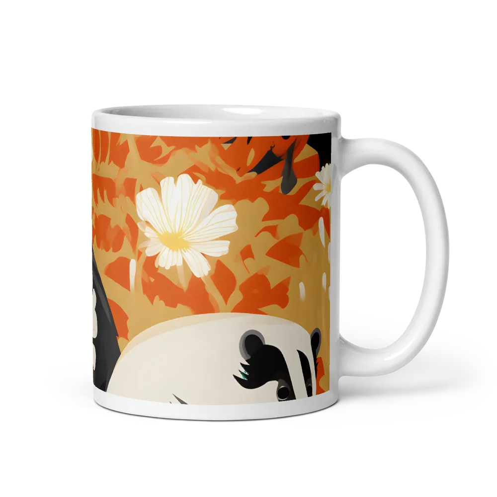 Whimsical Badgers in Bloom | Mug with White inside | 11 oz