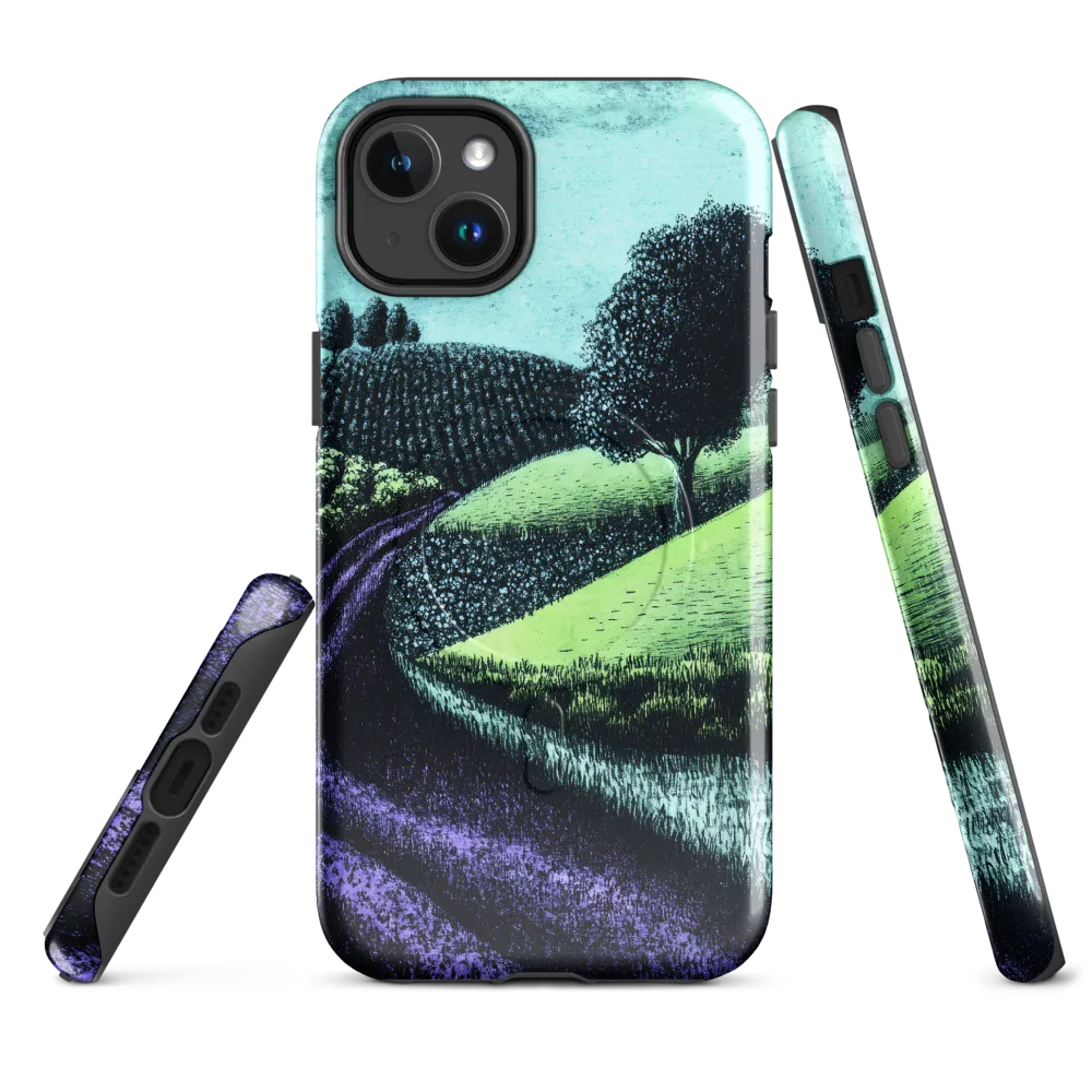Winding Serenity: A Modern Landscape | Phone Case |  14 Plus | MagSafe® Tough Case | Glossy