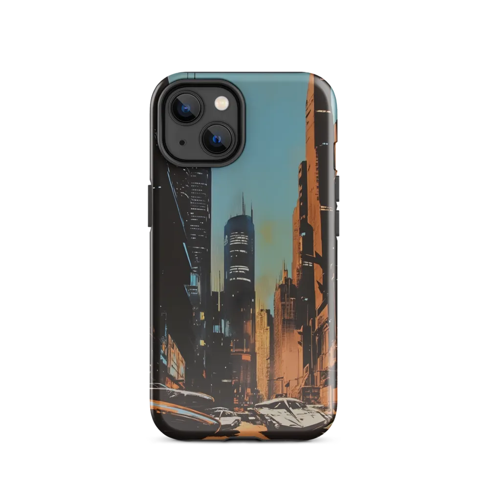 Futuristic Cityscape in Blue and Orange
