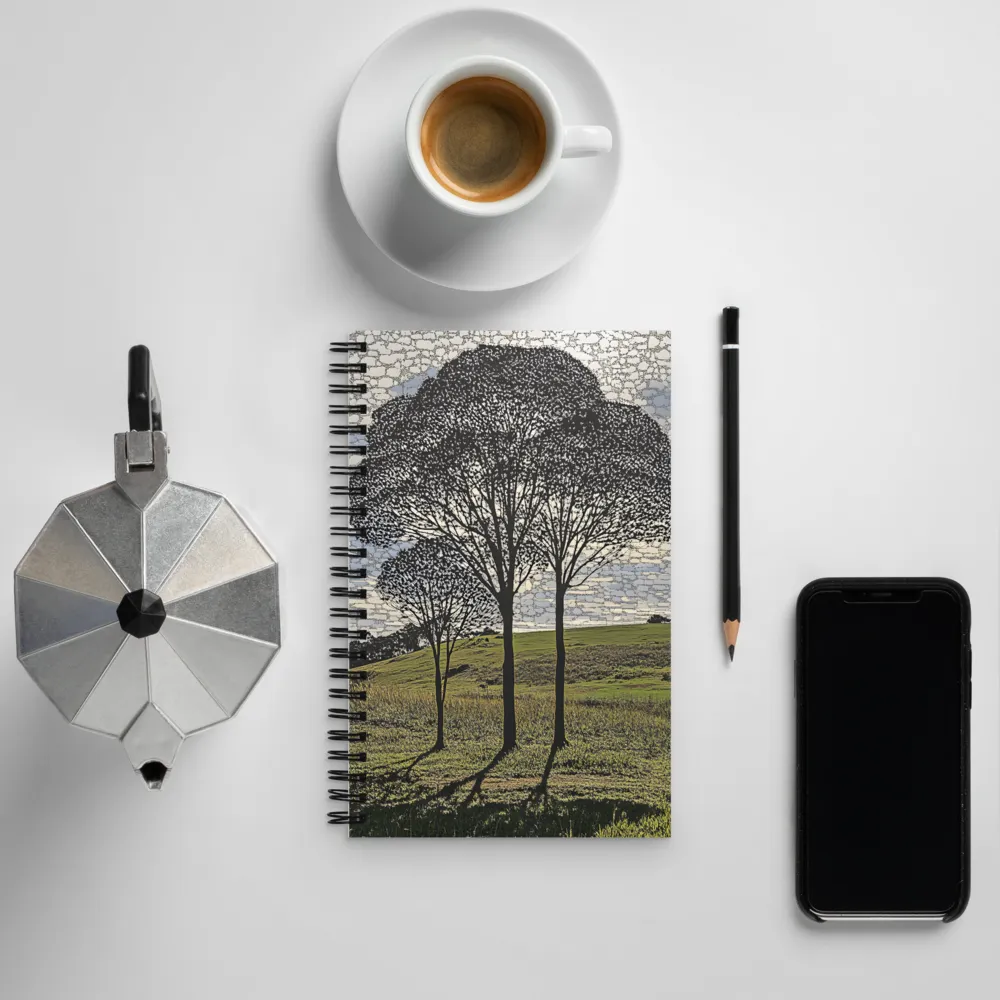 Tranquil Shadows: A Silhouette of Nature | Spiral Notebook