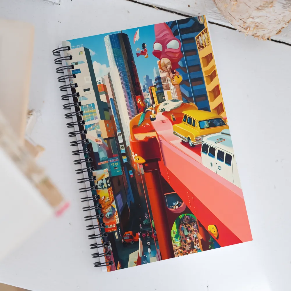 Urban Whimsy: A Colorful Cityscape | Spiral Notebook