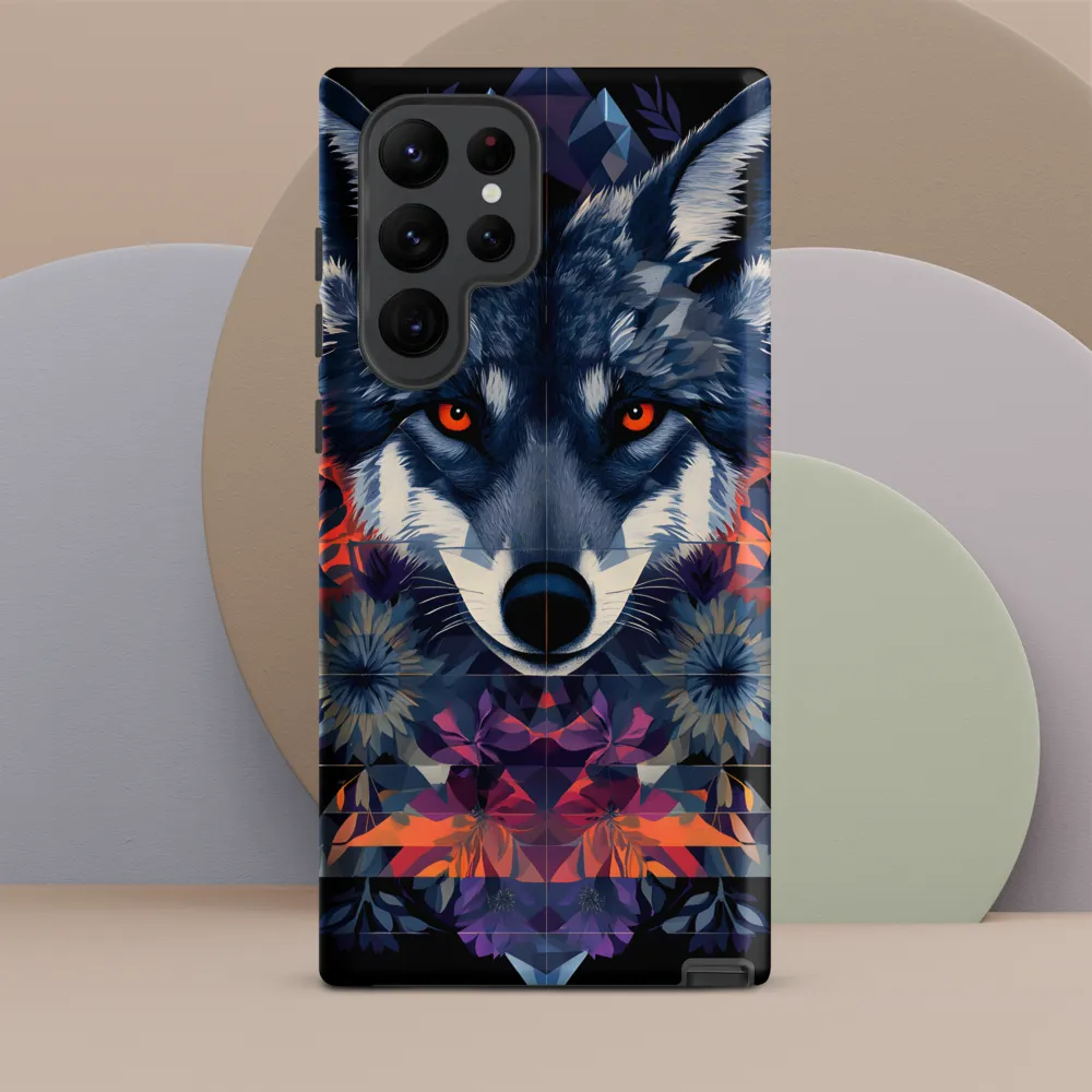 Mystical Wolf Amidst Floral Geometry