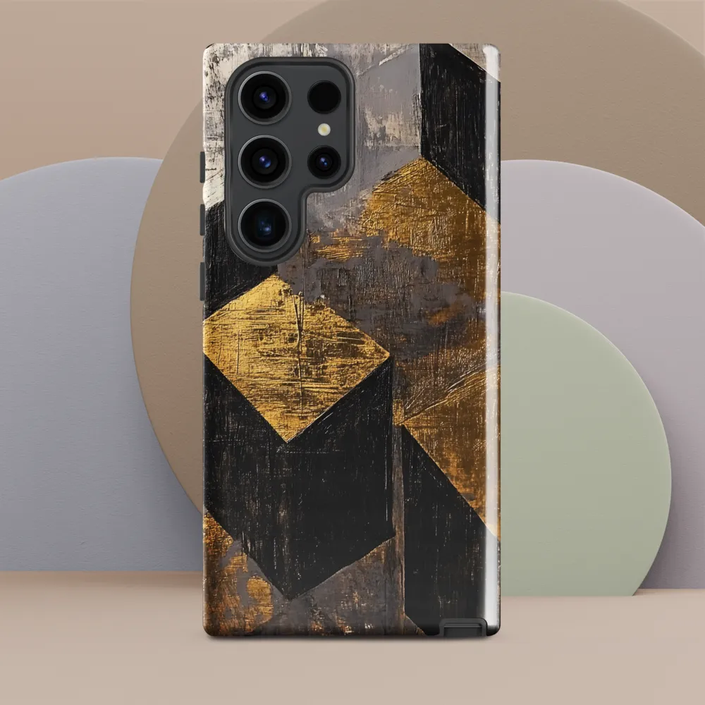 Geometric Harmony in Gold and Black | Phone Case |  S23 Ultra | Tough Case | Glossy