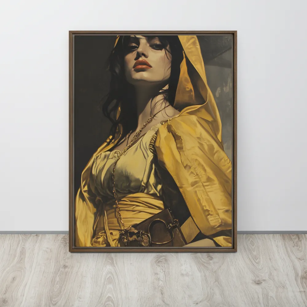 Veiled Confidence | Canvas with Brown Frame | 24″×32″