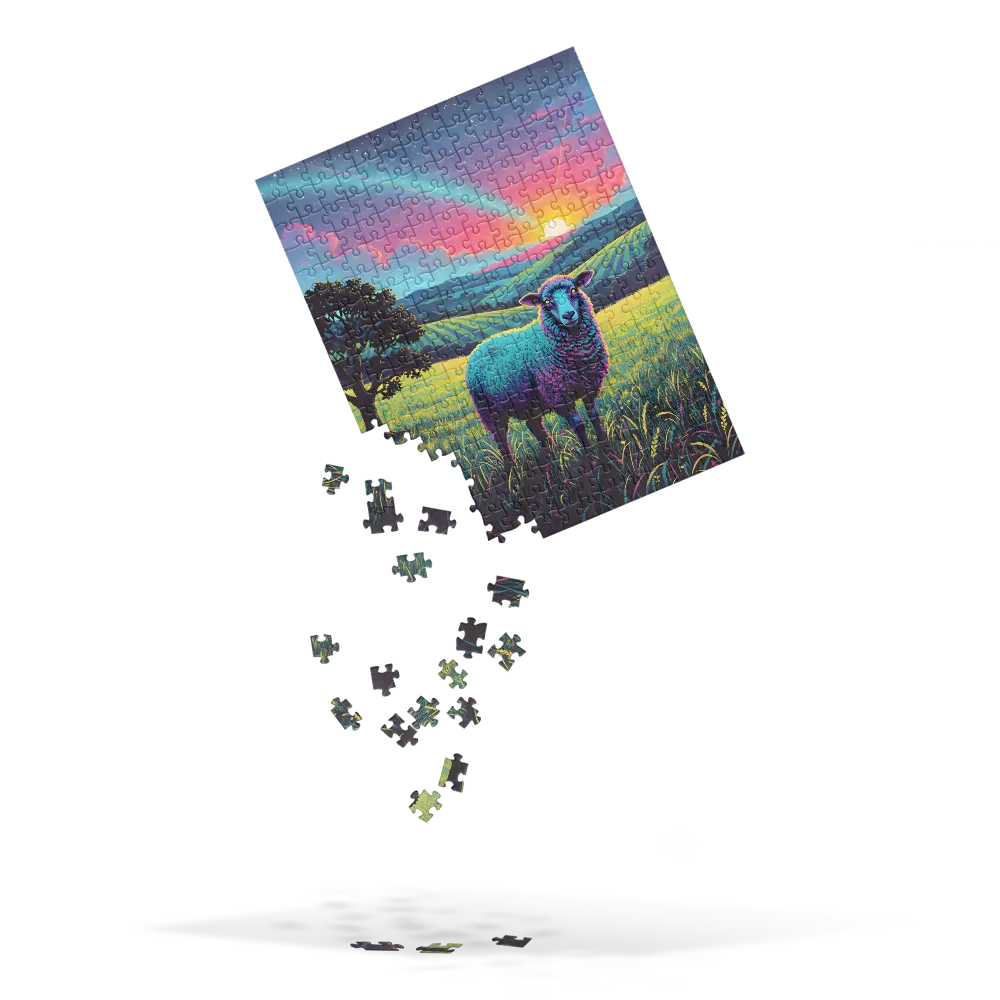 Neon Sheep at Sunset 
 Jigsaw Puzzle