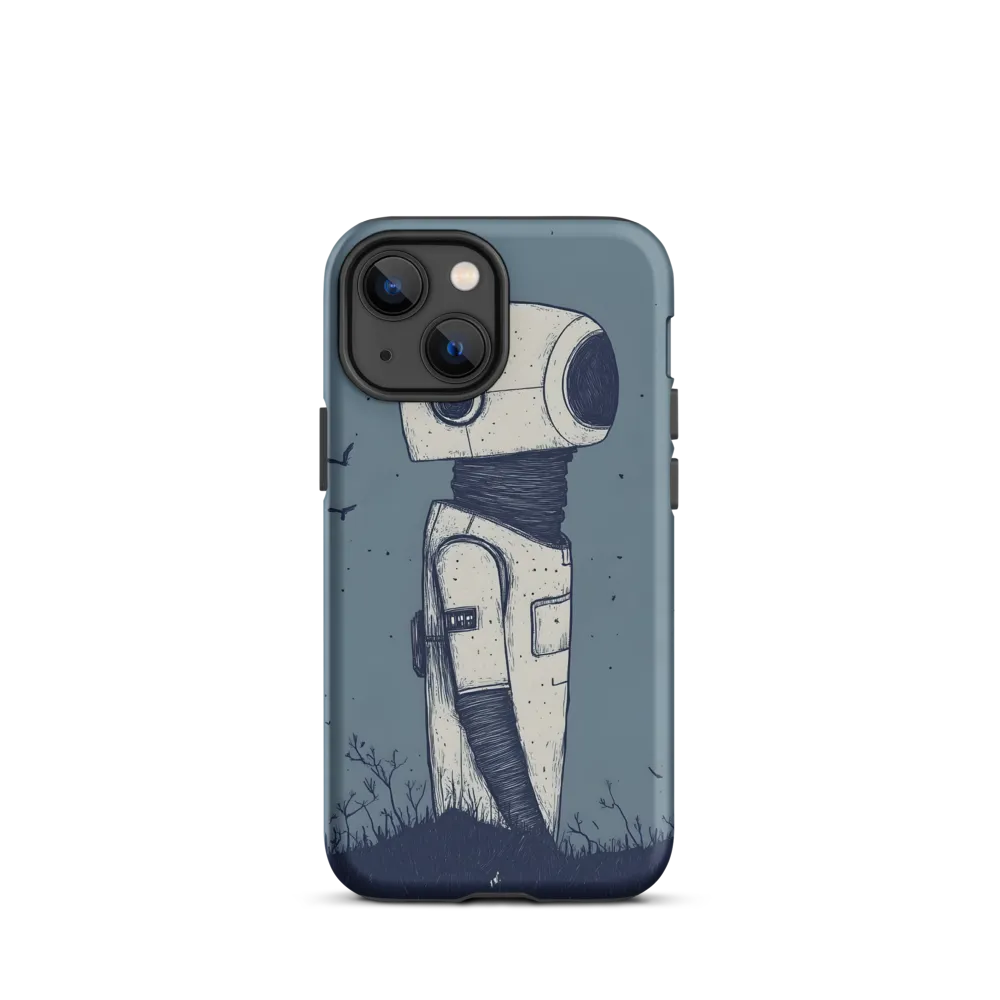 Contemplative Robot in a Barren Landscape | Phone Case |  13 mini | Tough Case | Matte