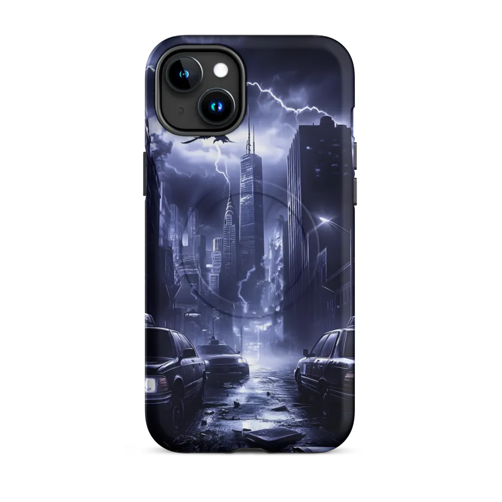 Stormy Cityscape: Shadows of the Night | Phone Case |  15 Plus | MagSafe® Tough Case | Matte