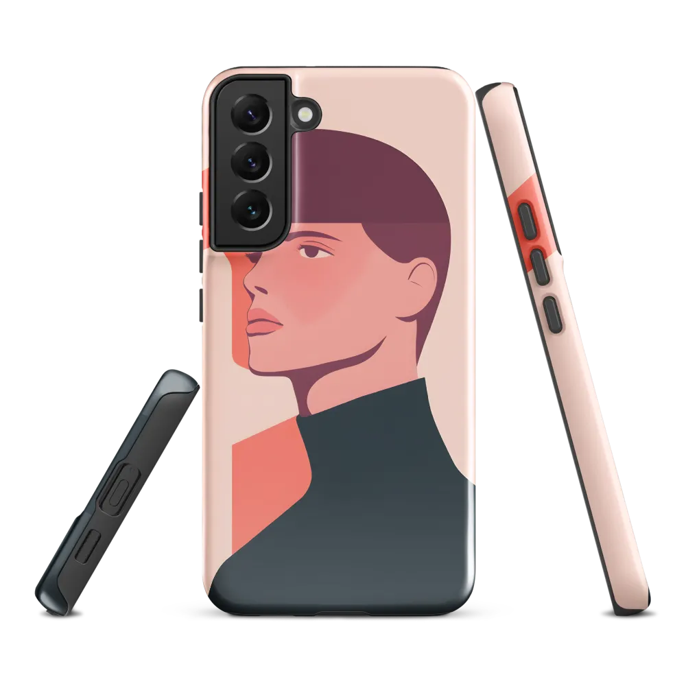 Contemplative Portrait in Minimalism | Phone Case |  S22 Plus | Tough Case | Glossy