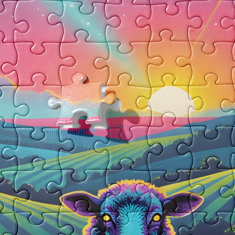 Neon Sheep at Sunset 
 Jigsaw Puzzle