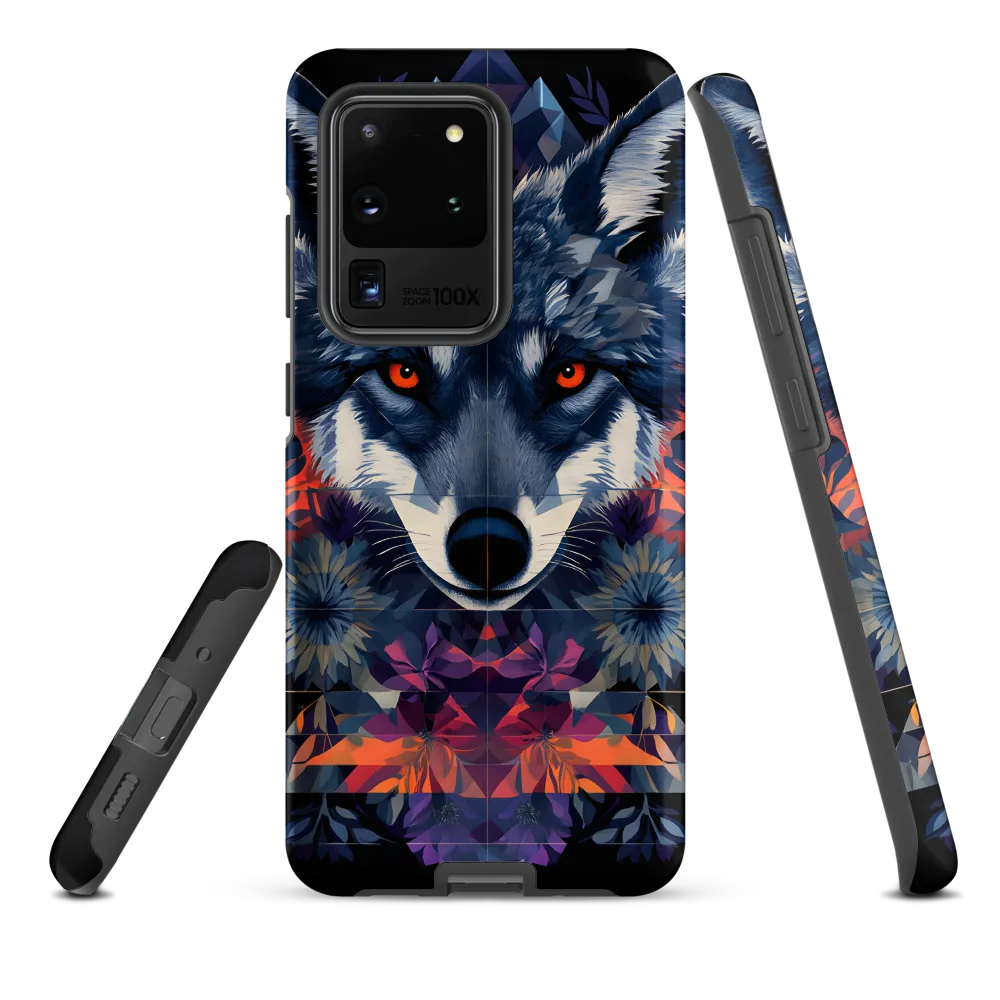 Mystical Wolf Amidst Floral Geometry