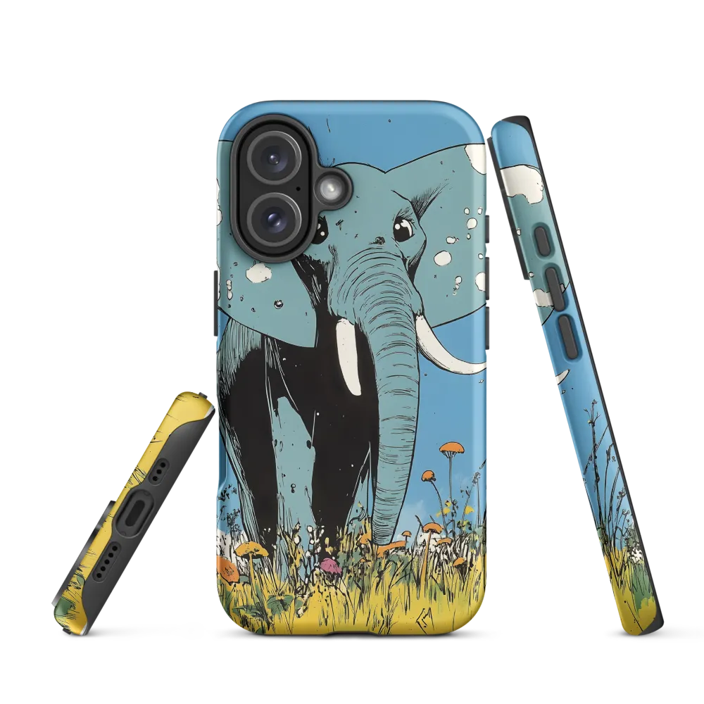 Whimsical Blue Elephant in Bloom | Phone Case