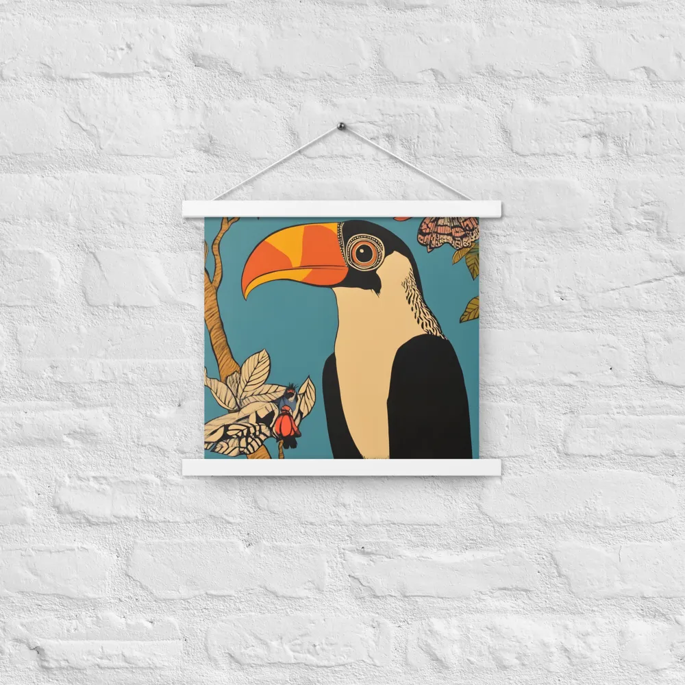 Tropical Majesty: The Toucan at Rest | Poster With White Wood Hanger | 14″×14″