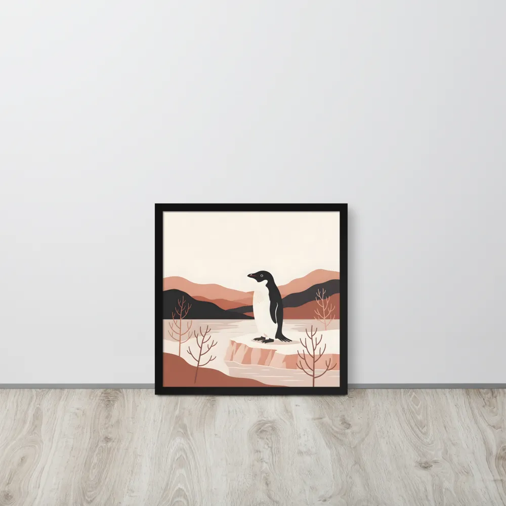 Penguin on Ice Floe 
 Poster with Black Frame | 18″x 18″
