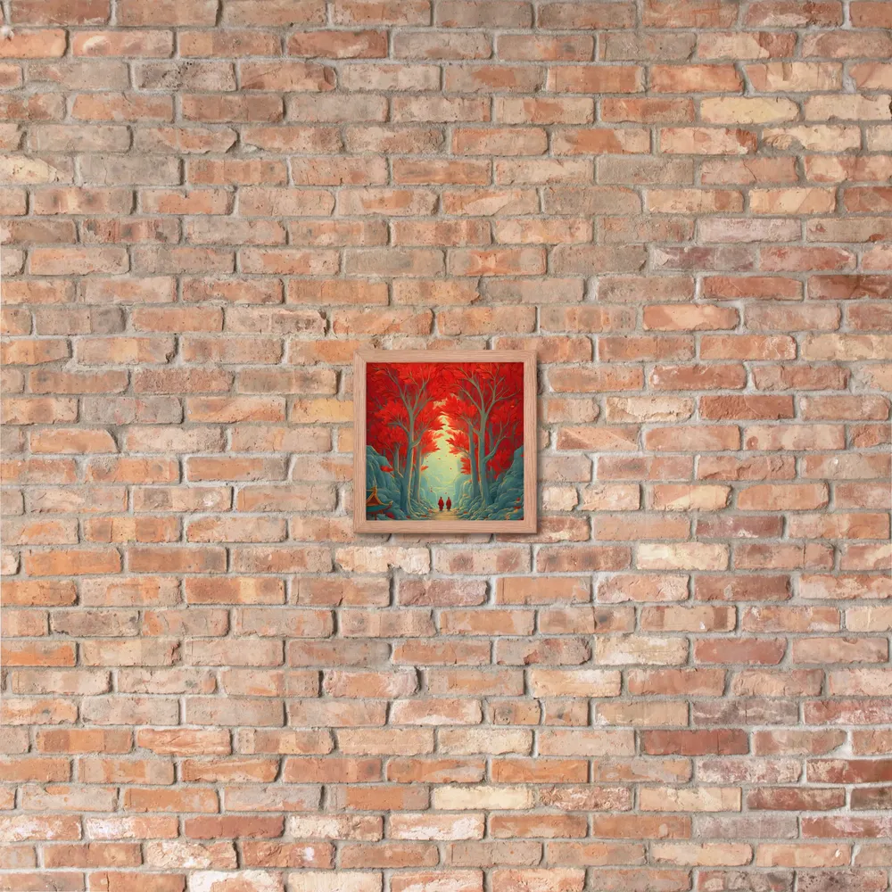 Crimson Grove 
 Poster with Red oak Frame | 10″x 10″