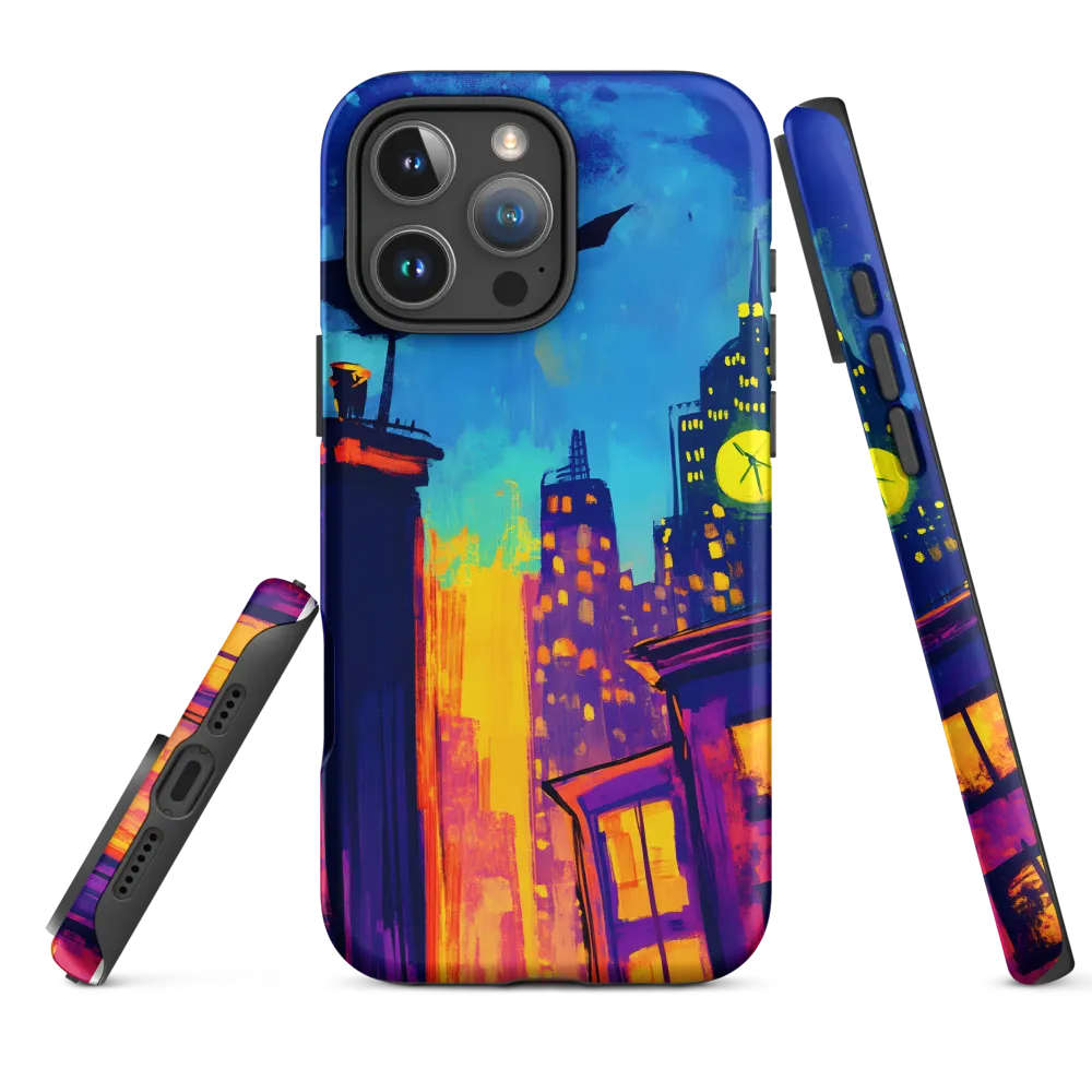 Midnight Clock over Neon Rooftops