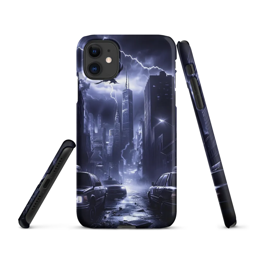 Stormy Cityscape: Shadows of the Night | Phone Case |  11 | Snap Case | Matte