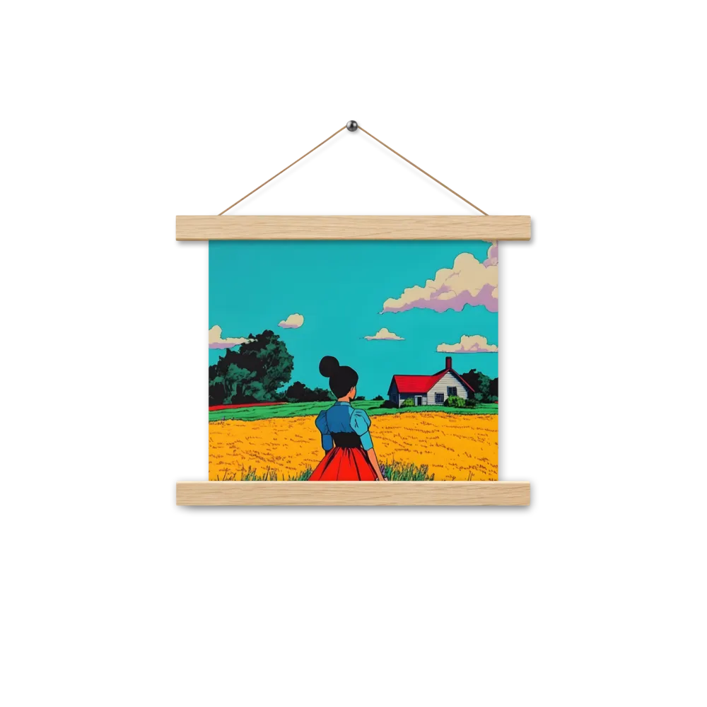 Whispers of a Sunlit Meadow | Poster With Oak Wood Hanger | 10″×10″
