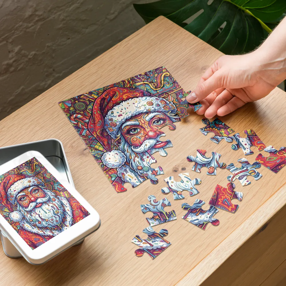Psychedelic Santa 
 Jigsaw Puzzle in Tin Box