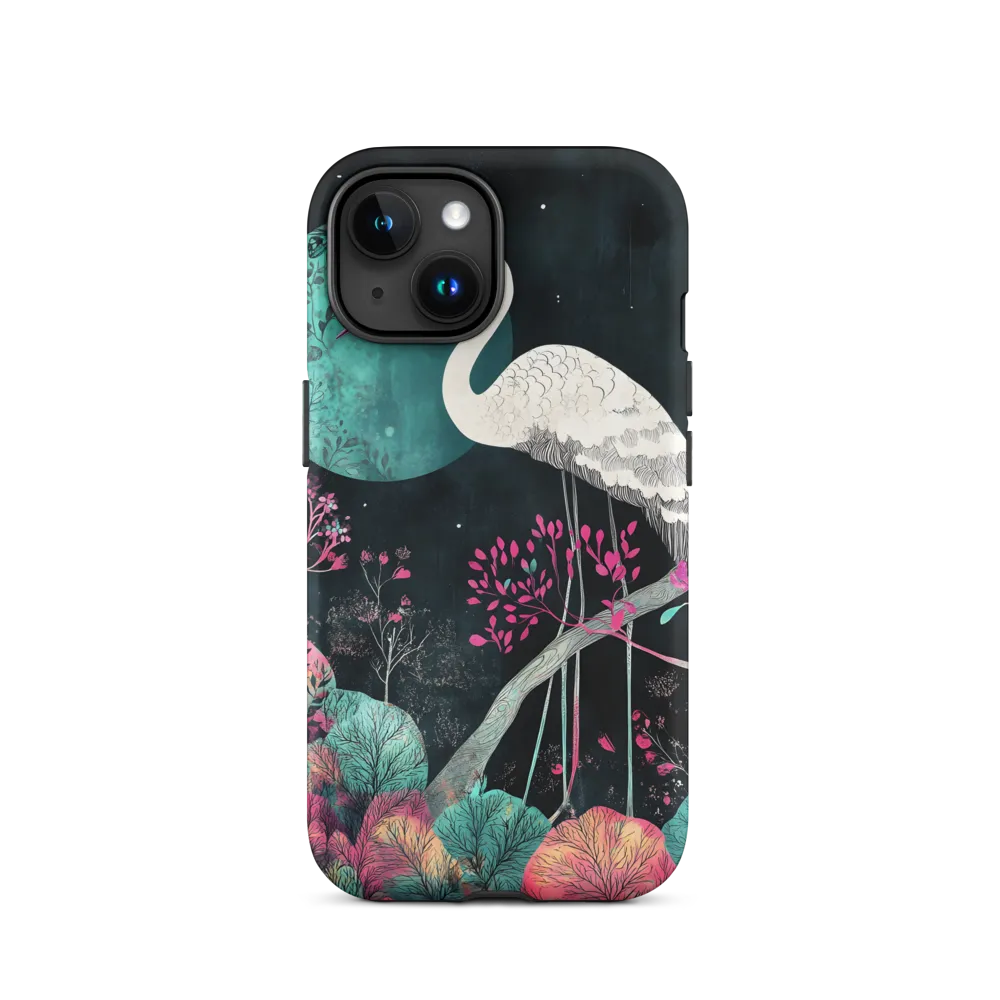 Ethereal Presence: Heron in a Floral Dreamscape | Phone Case |  15 | Tough Case | Matte