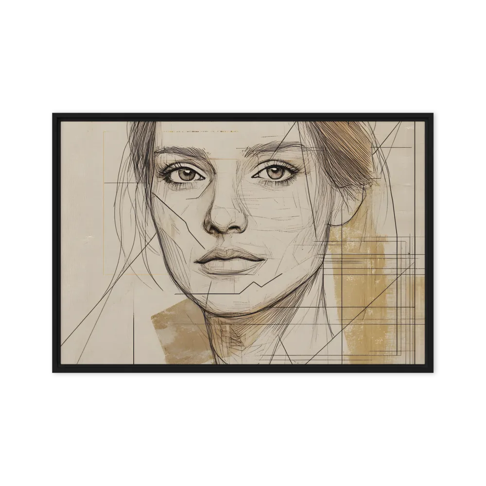 Geometric Elegance: A Modern Portrait | Canvas with Black Frame | 24″×36″