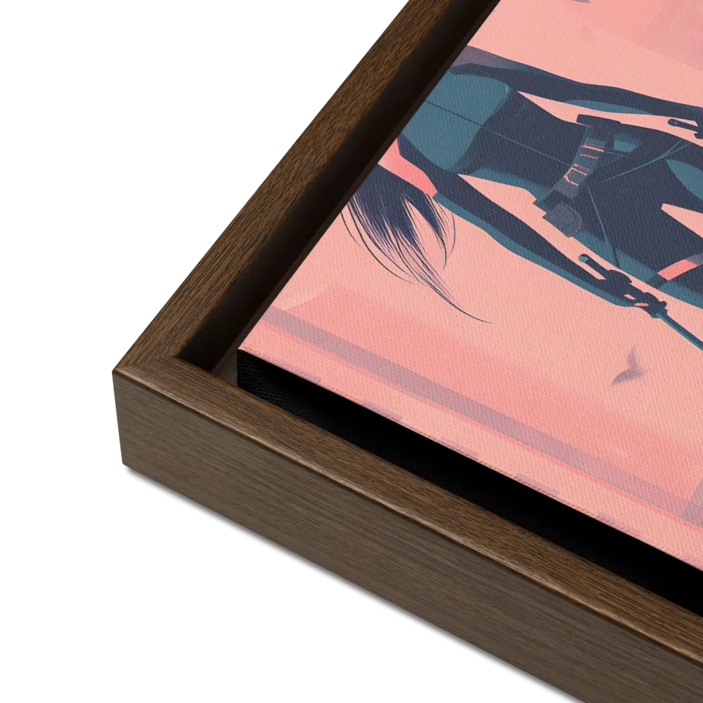 Urban Sentinel: A Warrior's Stand | Canvas with Brown Frame | 12″×12″