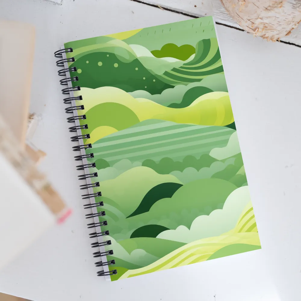 Tranquility in Green Waves | Spiral Notebook