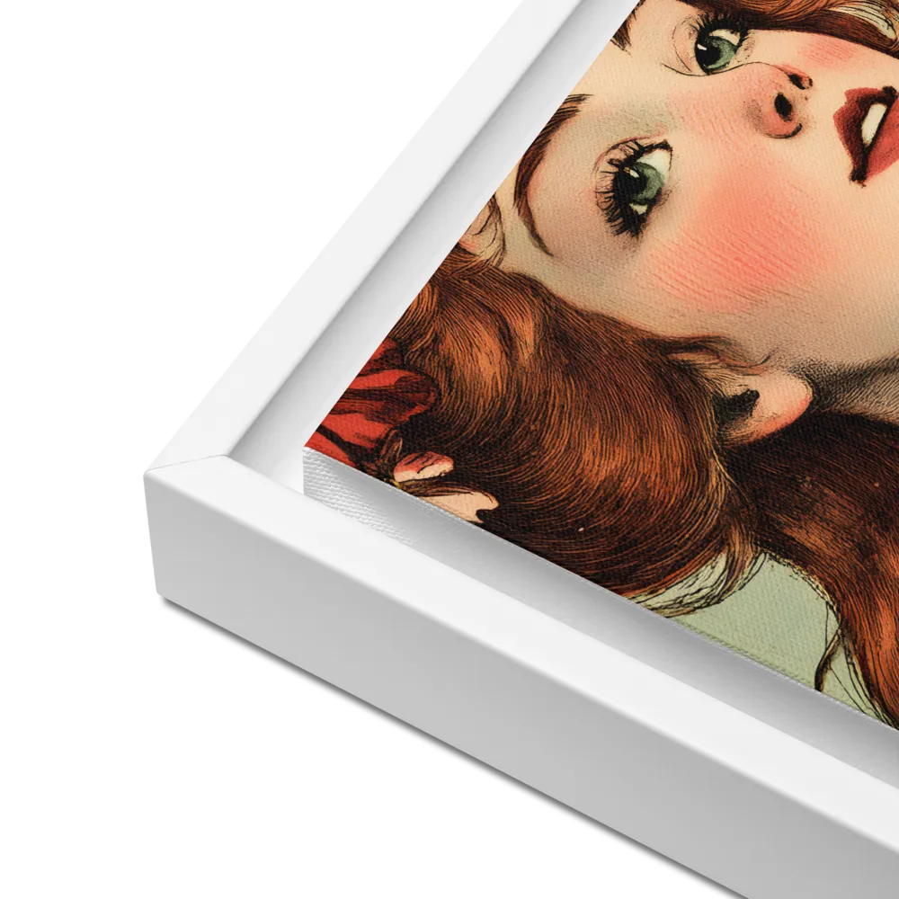Whimsical Portrait of a Flower-Adorned Girl | Canvas with White Frame | 12″×12″