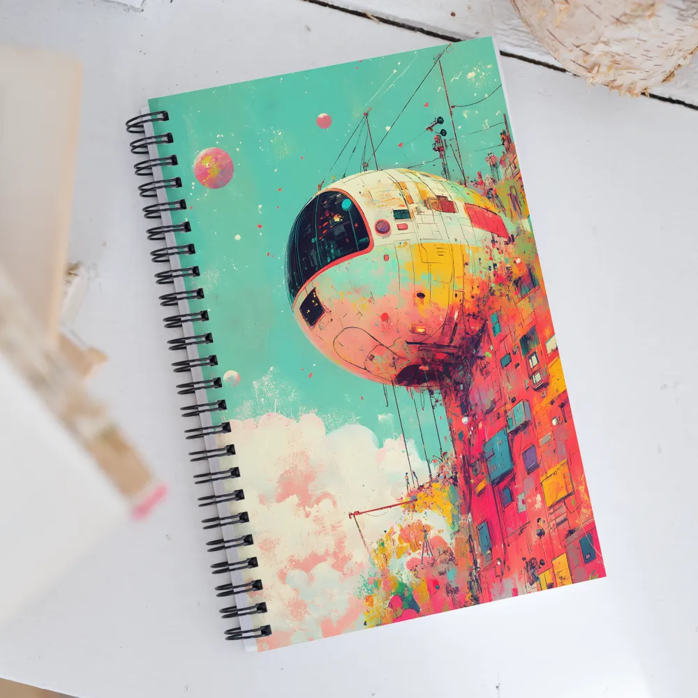 Suspended Sphere in a Vibrant Dreamscape | Spiral Notebook