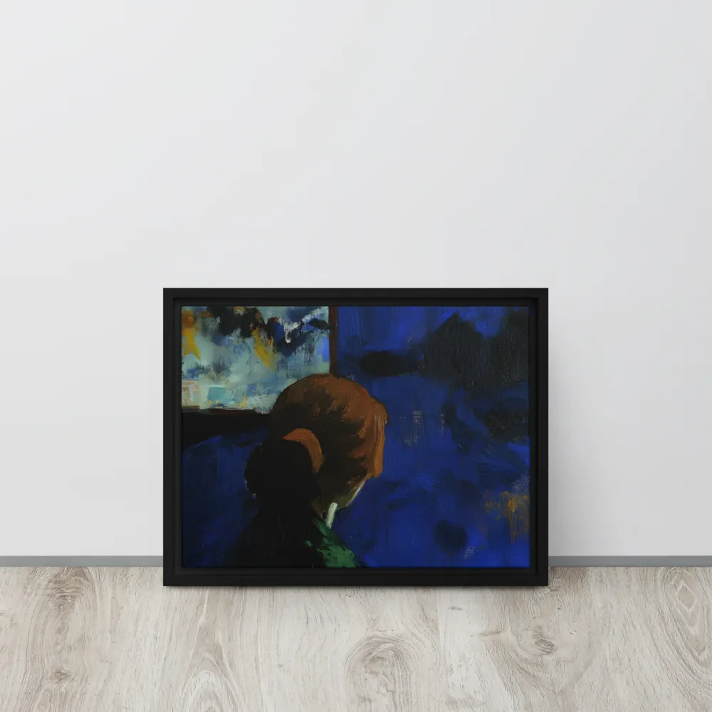 Contemplation Under the Night Sky | Canvas with Black Frame | 12″×16″
