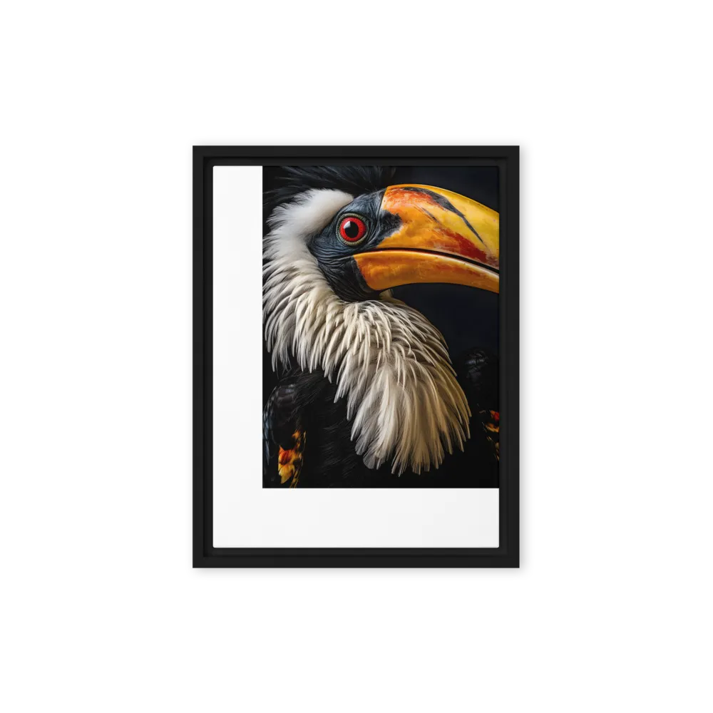 Majestic Hornbill Portrait | Canvas with Black Frame | 12″×16″