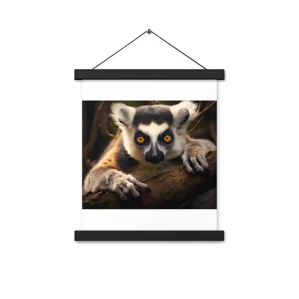 The Watchful Lemur | Poster With Black Wood Hanger | 11″×14″