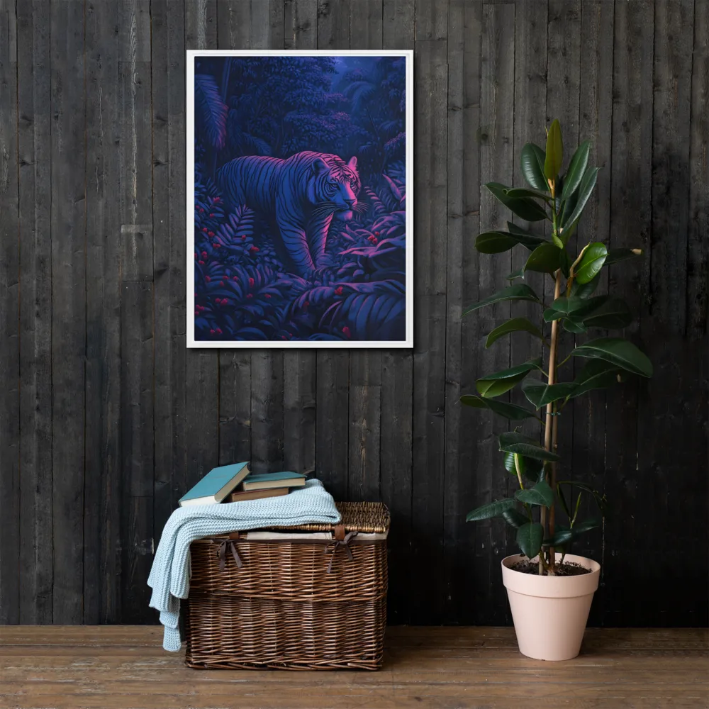 Mystic Prowler: The White Tiger in the Jungle | Canvas with White Frame | 24″×32″