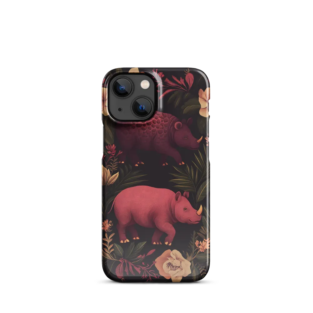 Rhinos in Floral Embrace
