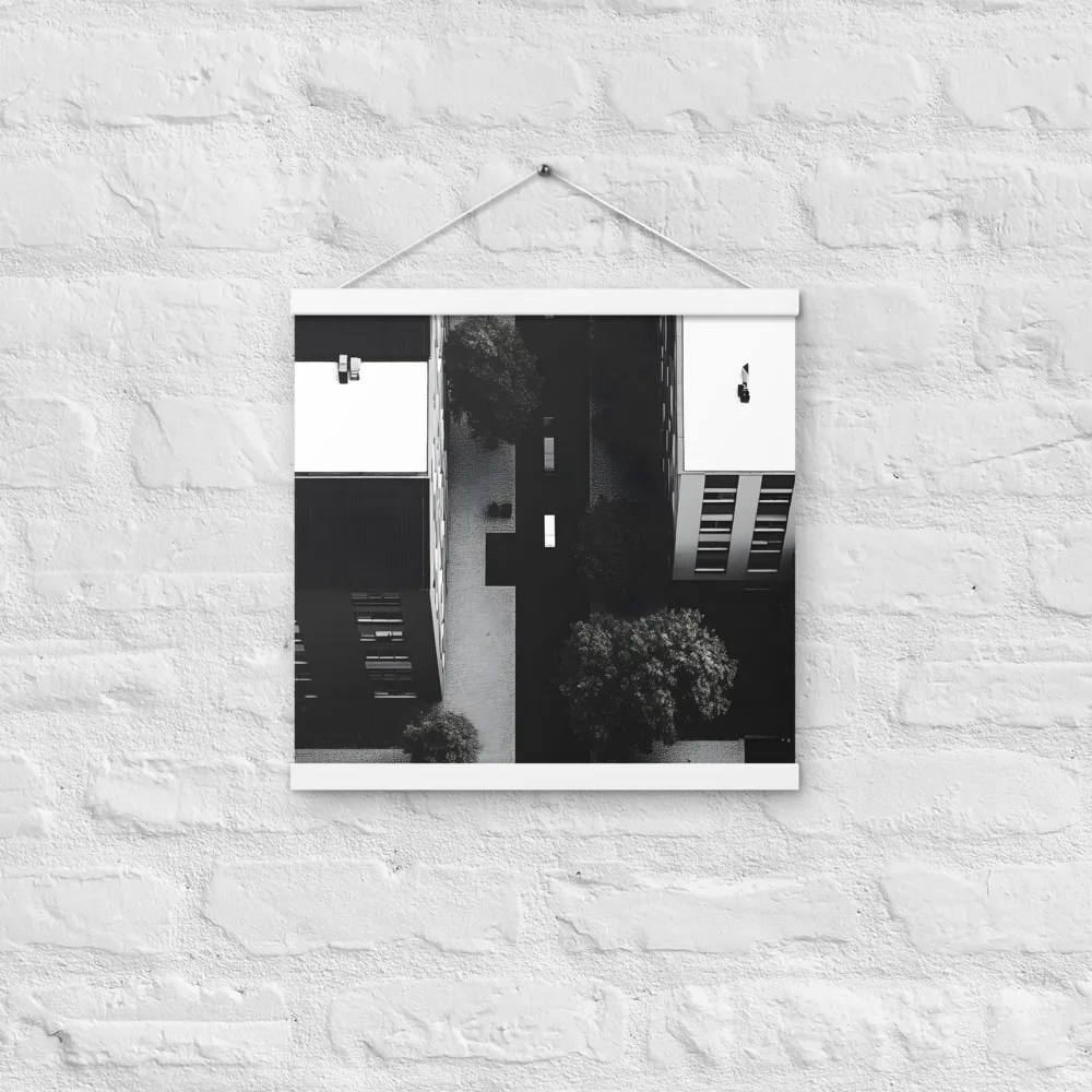 Urban Serenity from Above | Poster With White Wood Hanger | 16″×16″