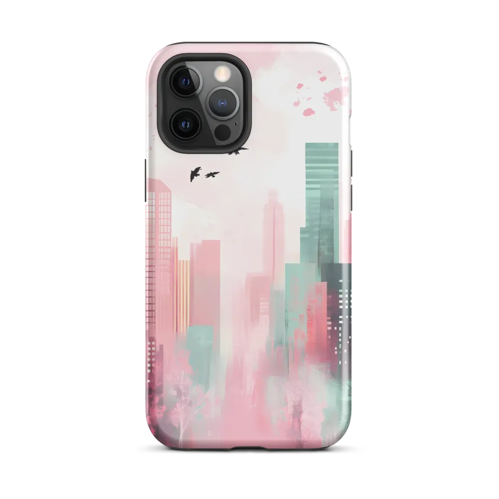 Dreamy Cityscape in Pink and Cyan